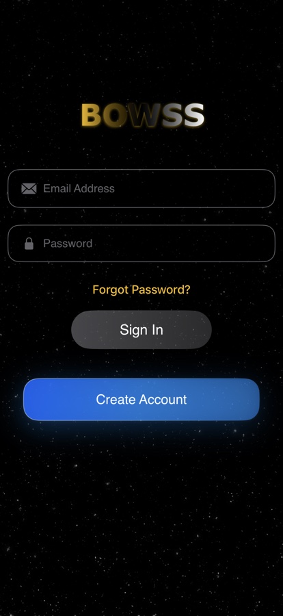 The Bowss sign-in screen
